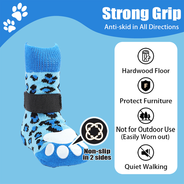 Högkvalitativ grossist Anti Slip Dog Socks Paw Protector Dog Grip Knit Socks för trägolv