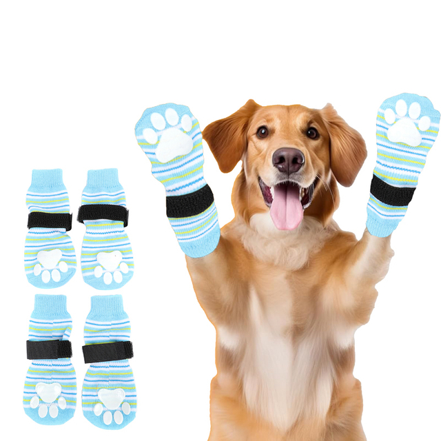 Högkvalitativ grossist Anti Slip Dog Socks Paw Protector Dog Grip Knit Socks för trägolv