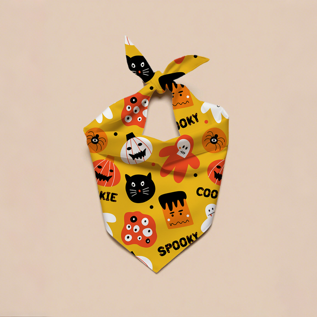 Hallowmas Luxury Dog Bandana Cotton and Polyester Print Pet Bow för Summer Winter Spring Cute Animal Mönster Tillbehör