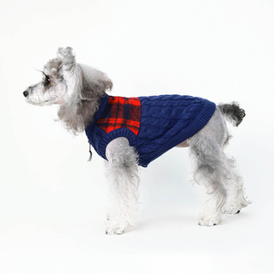 Liten hundtr&ouml;ja Lilrandig valptr&ouml;ja Varma h&ouml;stvinterhundskl&auml;der f&ouml;r sm&aring;, medelstora kattpojkar Stickad tr&ouml;ja f&ouml;r husdjur, botton