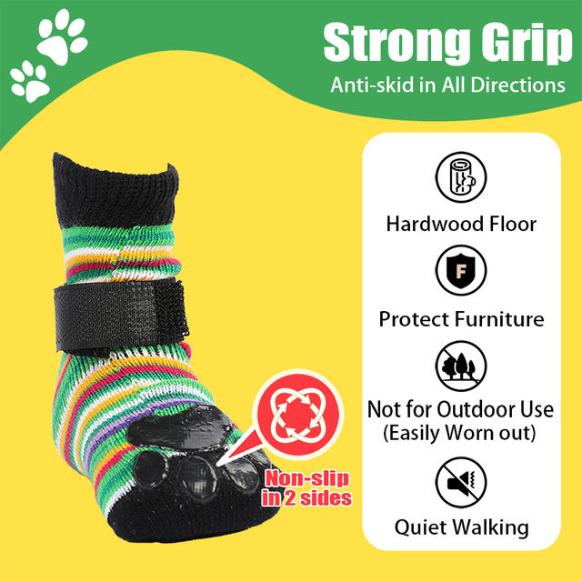 Högkvalitativ grossist Anti Slip Dog Socks Paw Protector Dog Grip Knit Socks för trägolv
