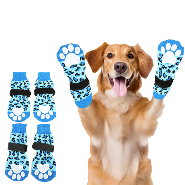 Högkvalitativ grossist Anti Slip Dog Socks Paw Protector Dog Grip Knit Socks för trägolv
