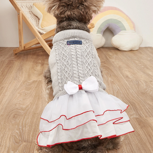 Տրիկոտաժե շան սվիտեր զգեստ, վանդակավոր շան ձմեռային հագուստ շների աղջիկների համար, շան շան շան շների հագուստ